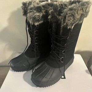 Penningtons Black Winter & Rain Boots with Faux Fur Trim